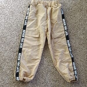 Tan and Black Joggers with Elastic Waistband and Cuffs